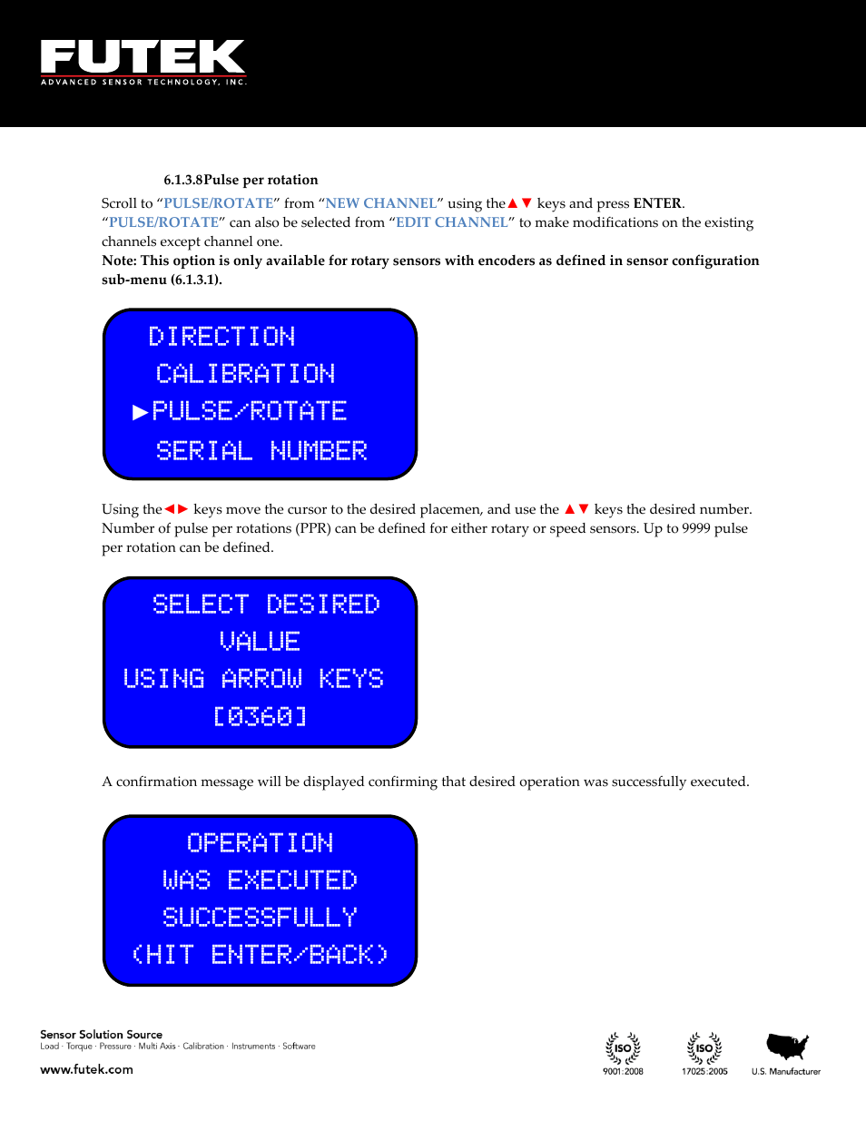 Pulse per rotation | FUTEK IHH500 Series User Manual | Page 45 / 127