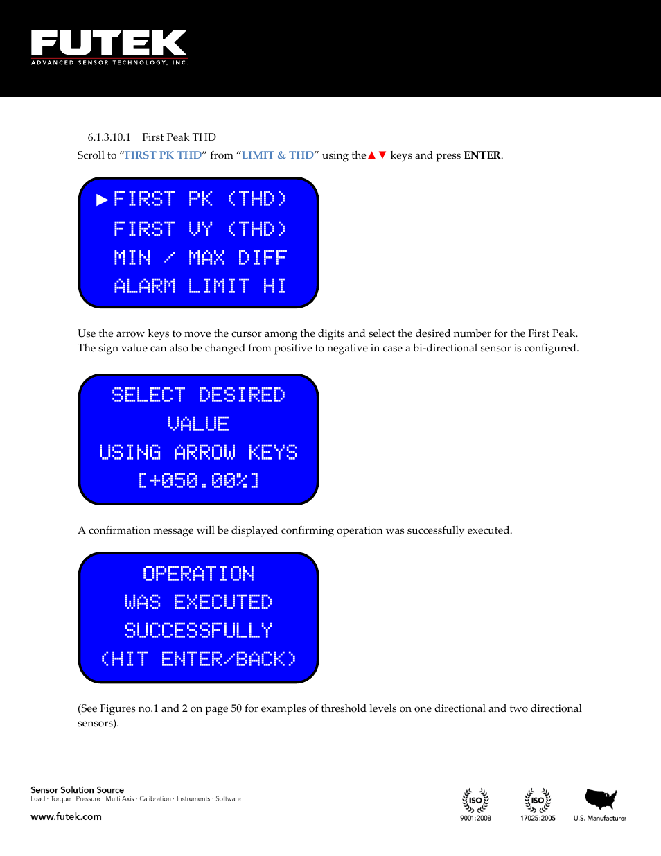 First peak thd | FUTEK IHH500 Series User Manual | Page 48 / 127