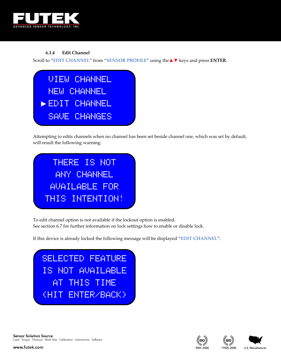 Edit channel | FUTEK IHH500 Series User Manual | Page 57 / 127