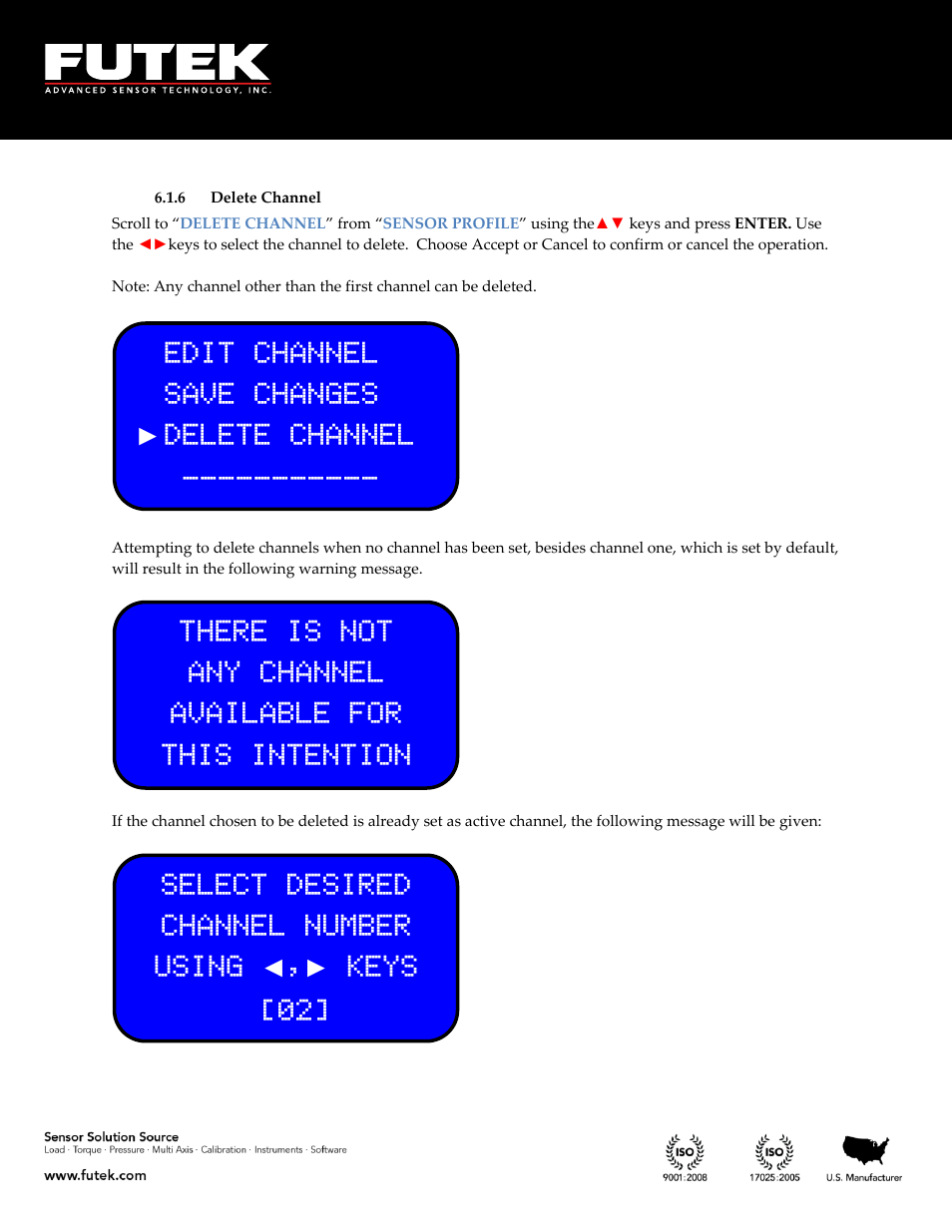 Delete channel | FUTEK IHH500 Series User Manual | Page 63 / 127