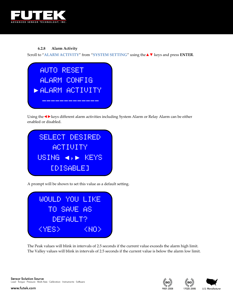 Alarm activity | FUTEK IHH500 Series User Manual | Page 76 / 127