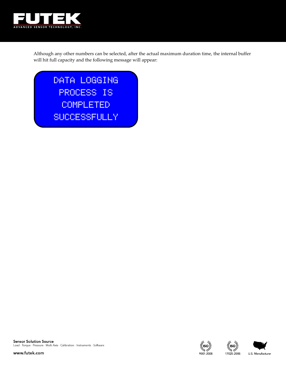 Data logging process is completed successfully | FUTEK IHH500 Series User Manual | Page 80 / 127