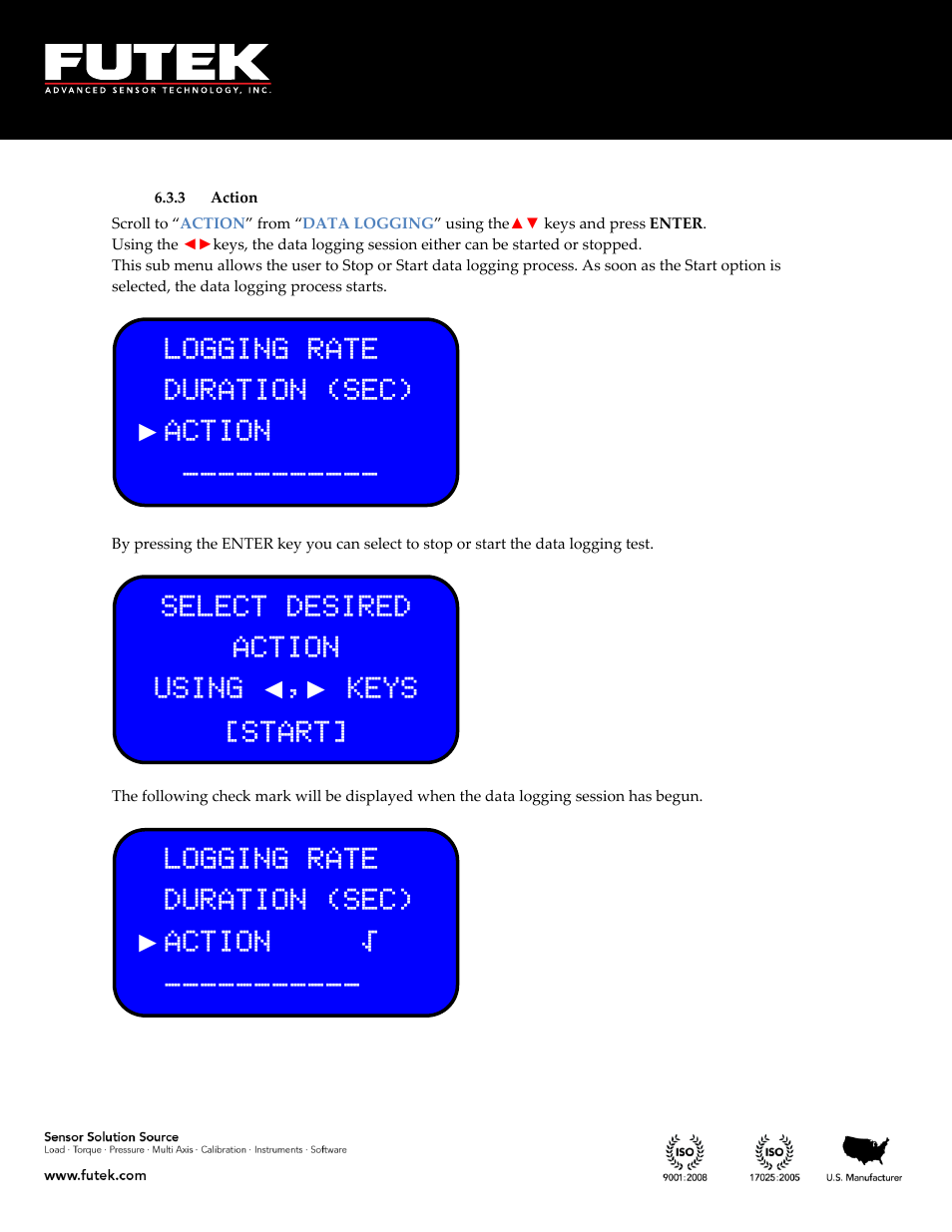 Action | FUTEK IHH500 Series User Manual | Page 81 / 127