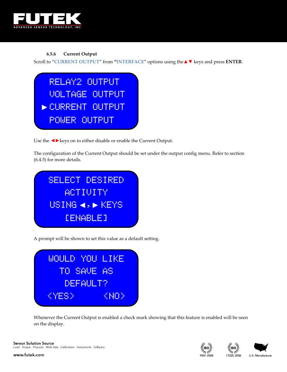 Current output | FUTEK IHH500 Series User Manual | Page 96 / 127