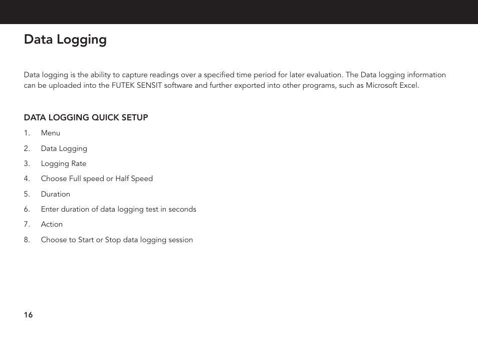 Data logging | FUTEK IHH500 Series User Manual | Page 16 / 24