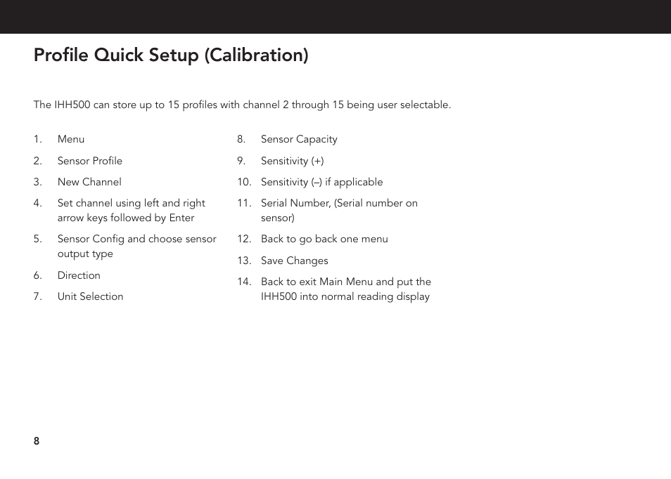 Profile quick setup (calibration) | FUTEK IHH500 Series User Manual | Page 8 / 24