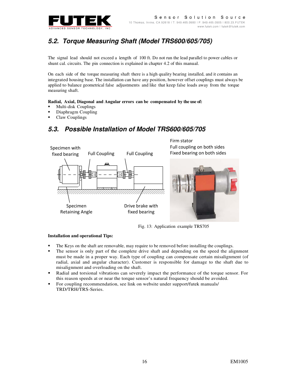 FUTEK TRS-Series User Manual | Page 16 / 17
