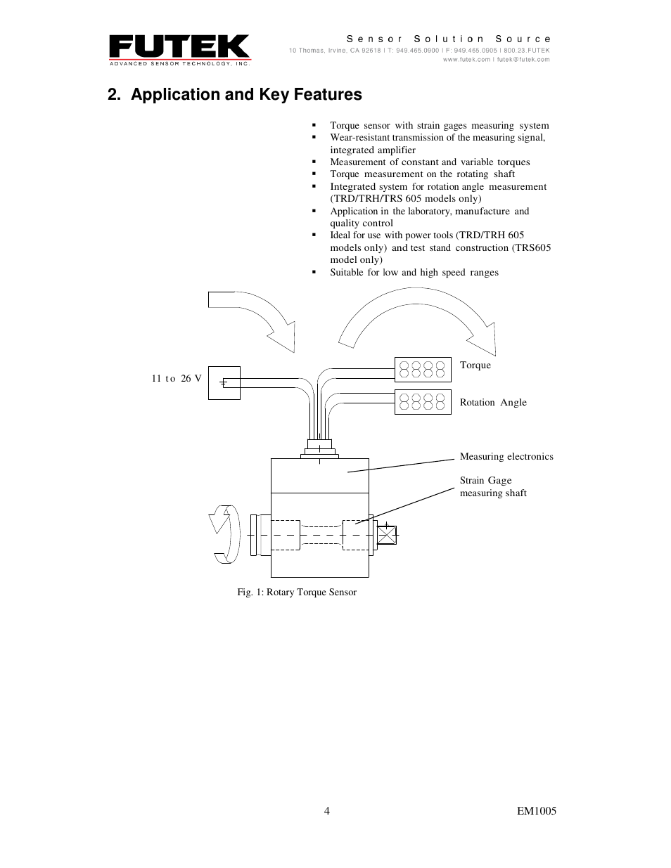 Application and key features | FUTEK TRS-Series User Manual | Page 4 / 17