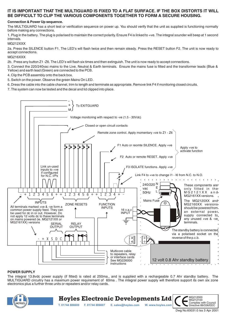 Hoyles electronic developments ltd | Hoyles Multiguard 6 way indicator with global reset User Manual | Page 2 / 2