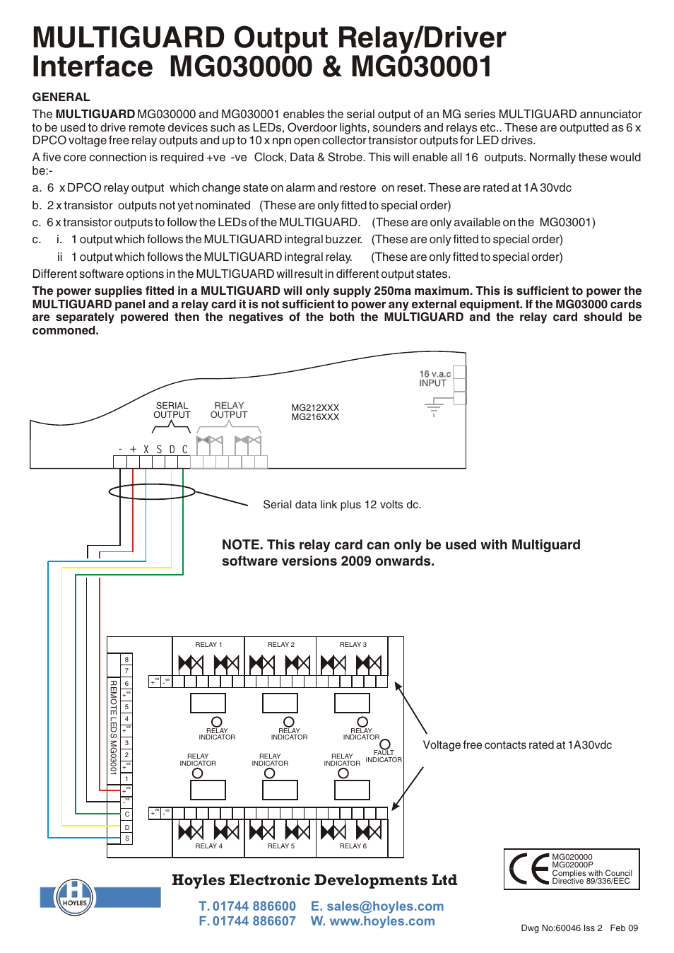 Hoyles Boxed 6 way relay interface for MULTIGUARD indicators User Manual | 1 page