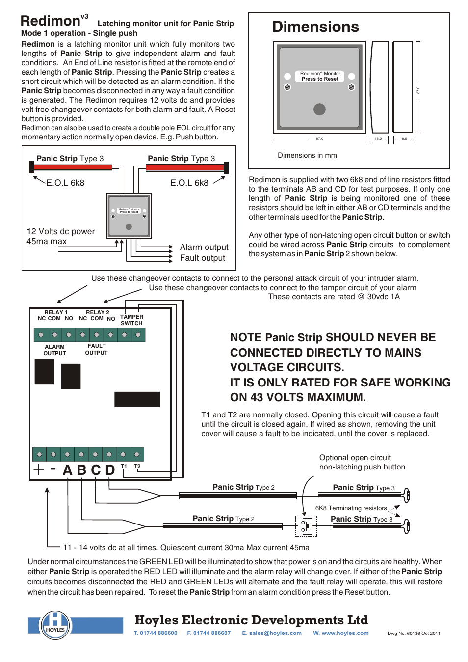 Hoyles Redimon v3 Monitor User Manual | 2 pages