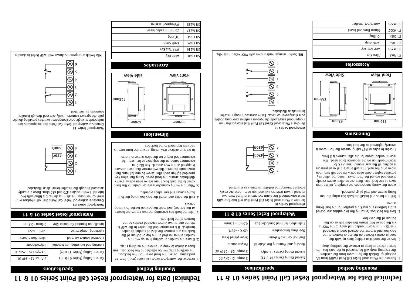 Mounting method, Acce sso rie s | Hoyles Yellow resettable DPCO call point IP67 User Manual | Page 2 / 2