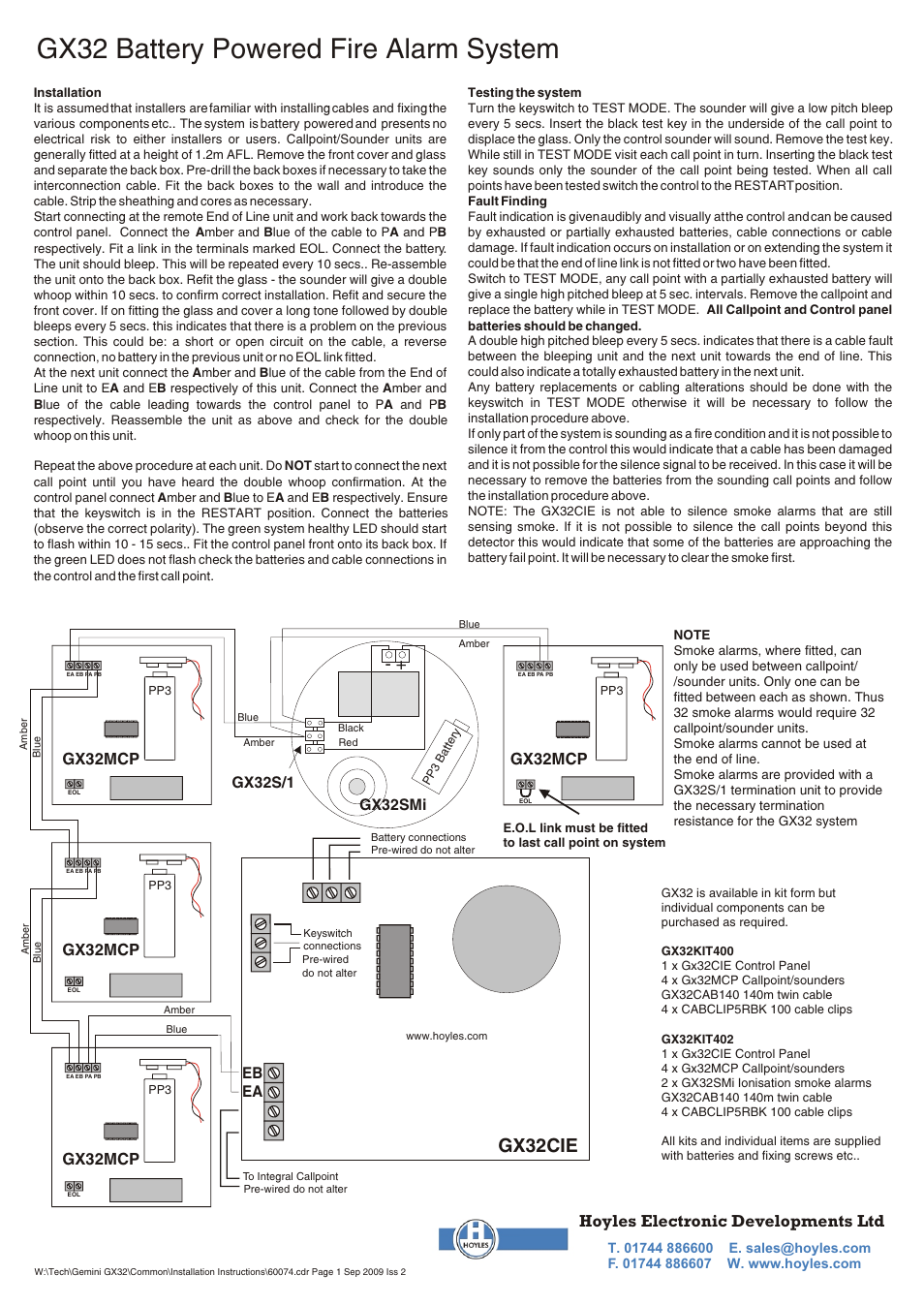 Hoyles GEMINI Battery powered fire alarm User Manual | 2 pages