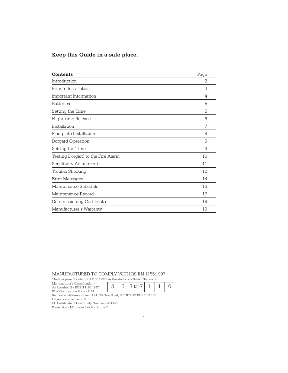 Hoyles Dorgard Fire Door Retainer User Manual | Page 2 / 20