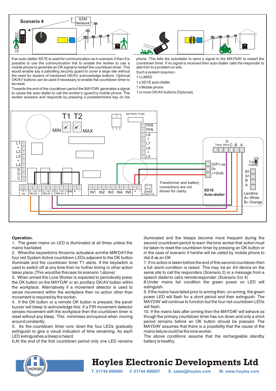 Hoyles electronic developments ltd, T1 t2, Min max | Scenario 4 | Hoyles MayDay - Lone worker alarm User Manual | Page 3 / 4