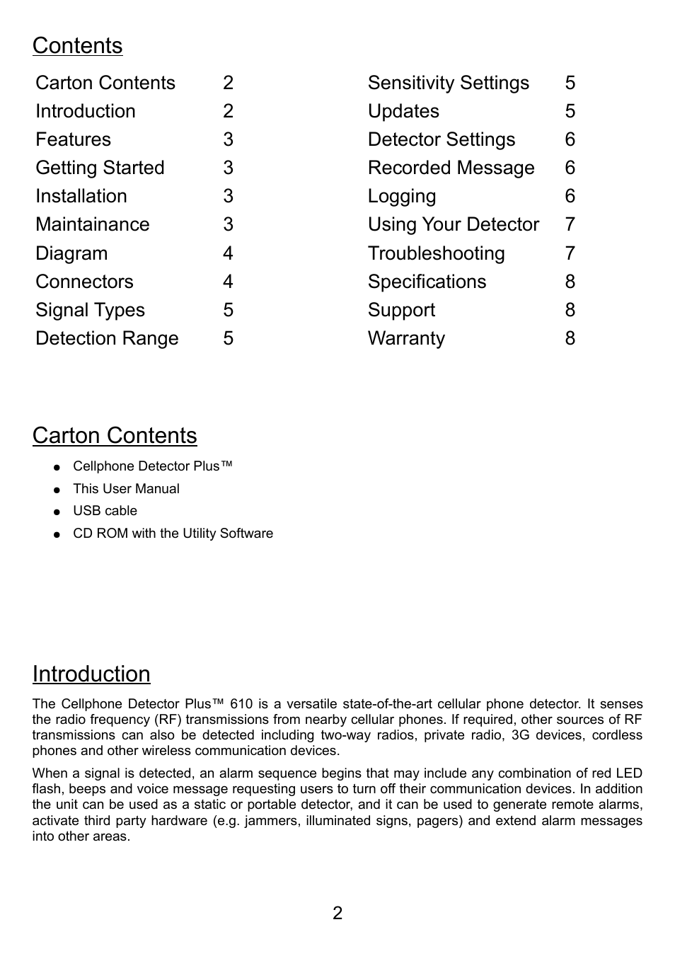 Hoyles CELLPHONE DETECTOR Plus 610 User Manual | Page 2 / 8