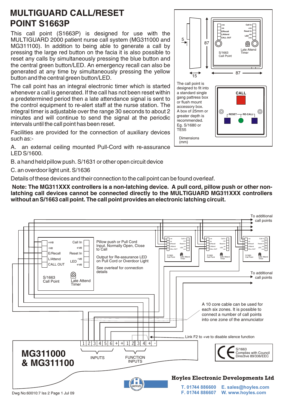 Hoyles Electronic Call Point User Manual | 2 pages