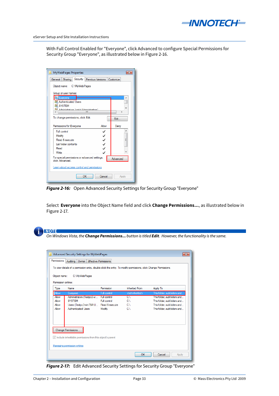 E 2-16, E 2-17 | Innotech eServer User Manual | Page 33 / 118