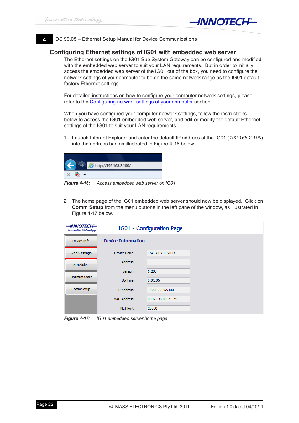 Figure 4-16: access embedded web server on ig01 | Innotech Device Communications User Manual | Page 30 / 42