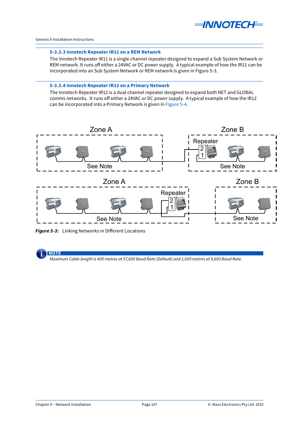 Linking networks in different locations, Zone a zone b, Zone b zone a | Innotech Genesis II Digital Controller (v5) User Manual | Page 107 / 124