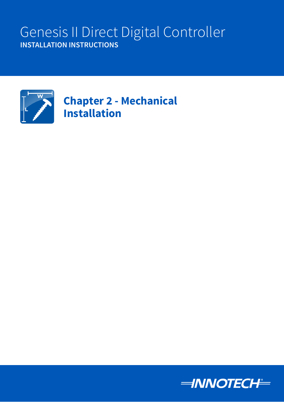 Chapter 2 - mechanical information, Mechanical installation, Genesis ii direct digital controller | Innotech Genesis II Digital Controller (v5) User Manual | Page 15 / 124