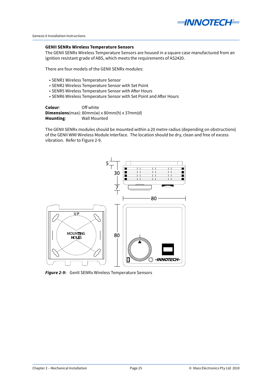 Genii senrx wireless temperature sensors | Innotech Genesis II Digital Controller (v5) User Manual | Page 25 / 124