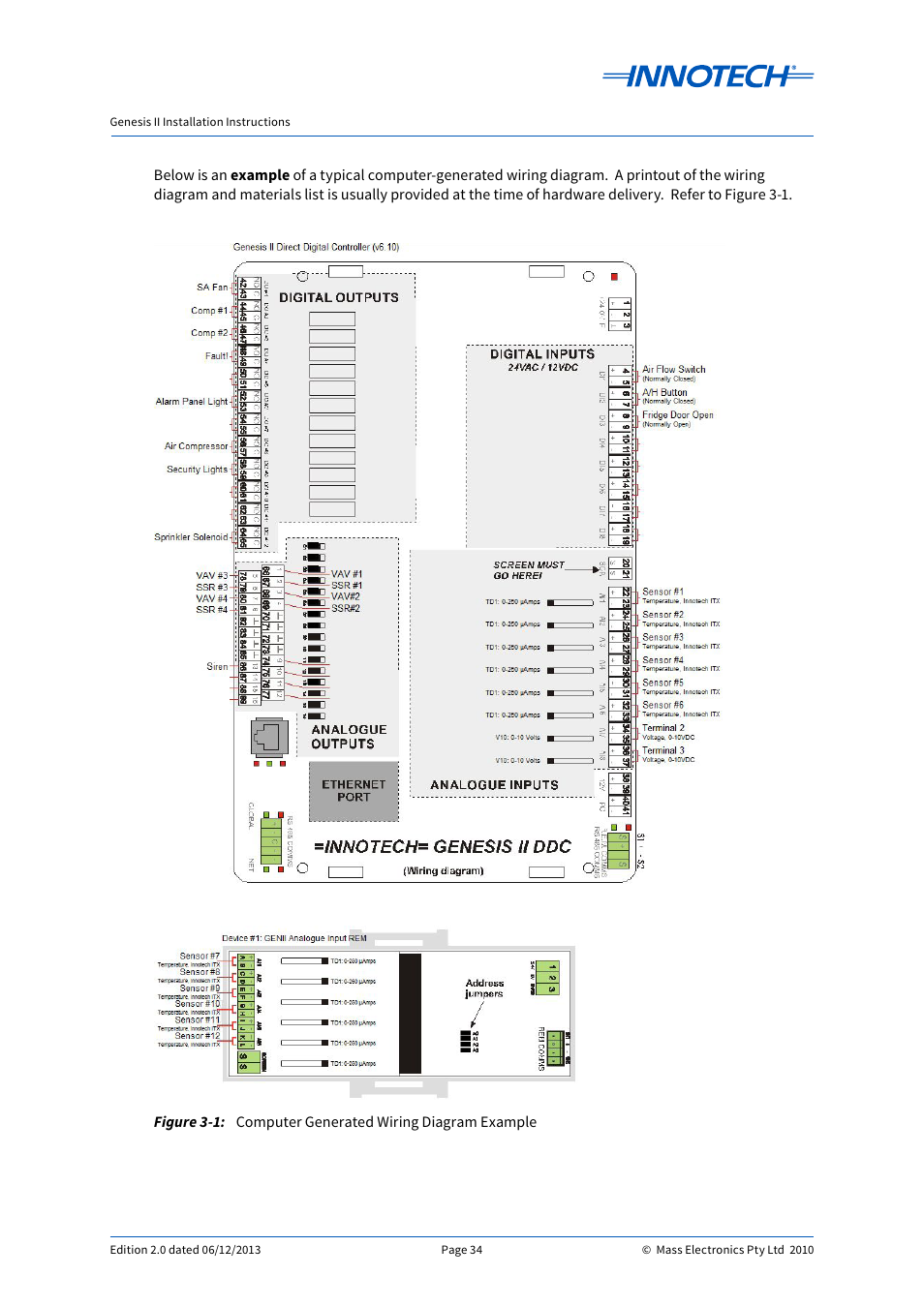Computer generated wiring diagram example | Innotech Genesis II Digital Controller (v5) User Manual | Page 34 / 124