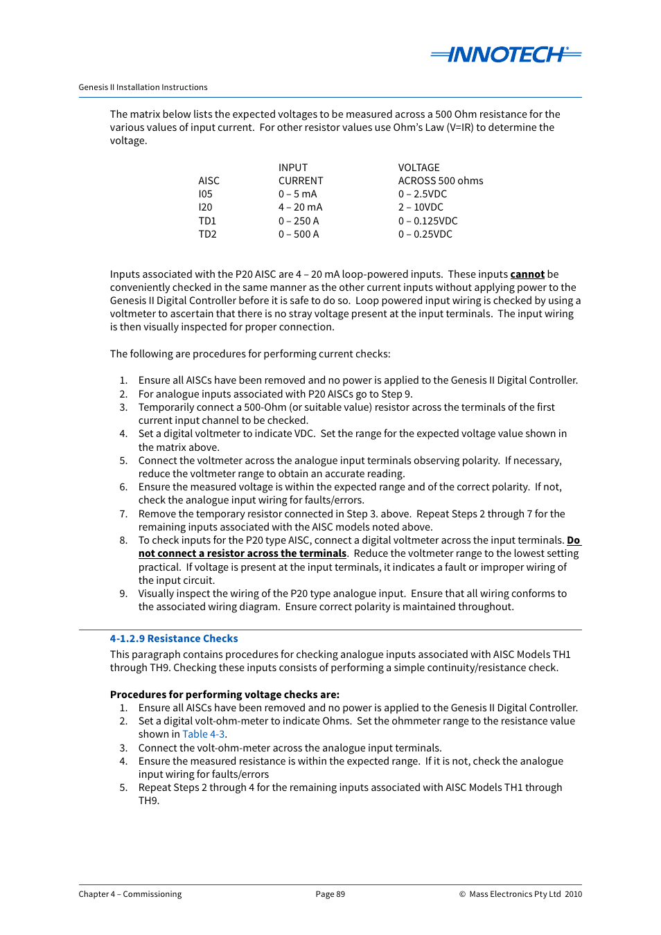 Innotech Genesis II Digital Controller (v5) User Manual | Page 89 / 124