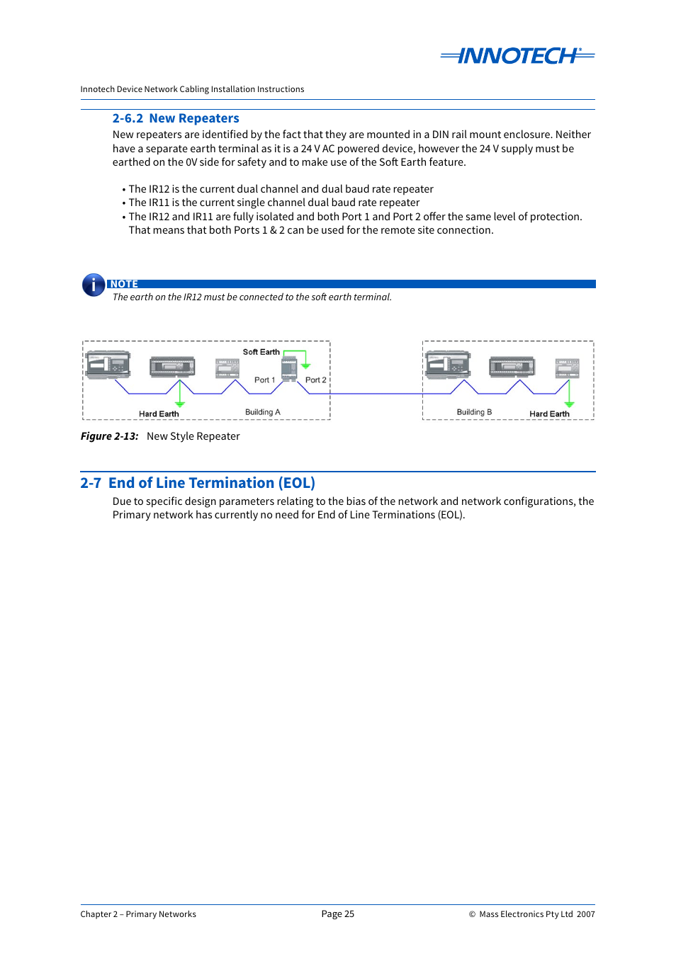 Figure 2-13, New style repeater, 6.2 new repeaters | 7 end of line termination (eol) | Innotech Device Network Cabling User Manual | Page 25 / 46