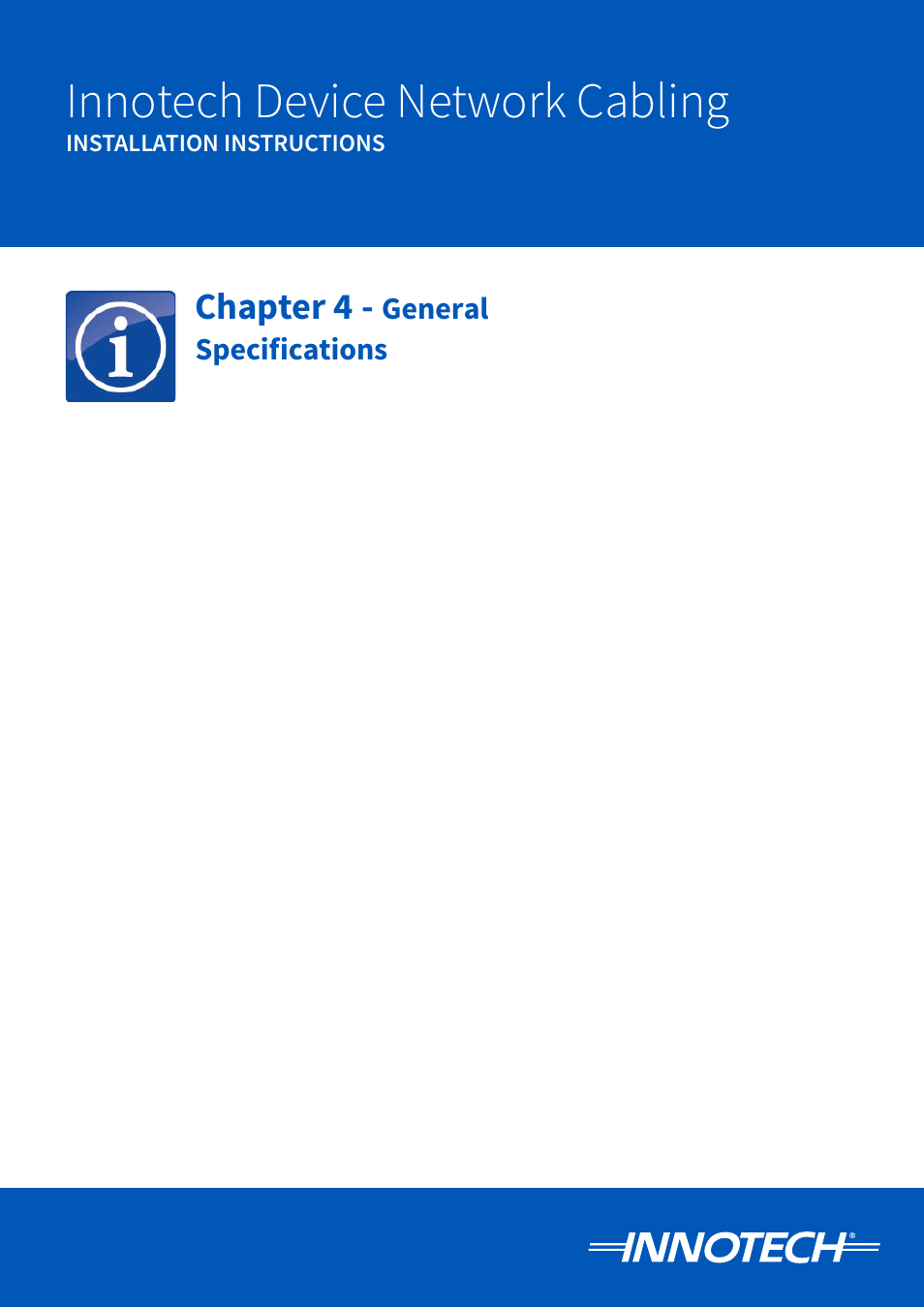 Chapter 4 - general specifications, General cable, Specifications | Innotech Device Network Cabling User Manual | Page 37 / 46