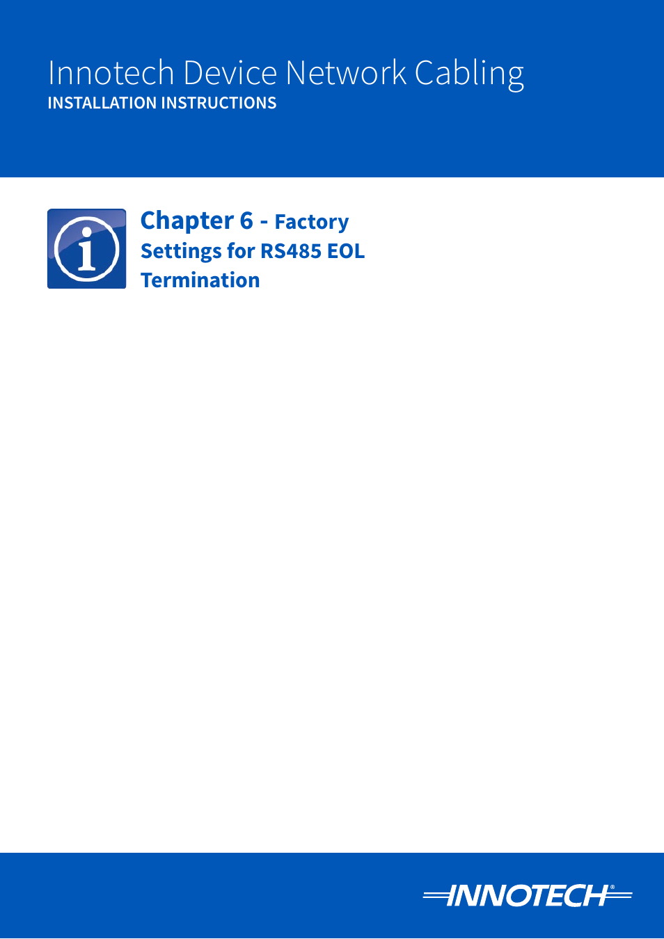 Factory settings for, Rs485 end of line, Termination (eol) | Innotech Device Network Cabling User Manual | Page 43 / 46