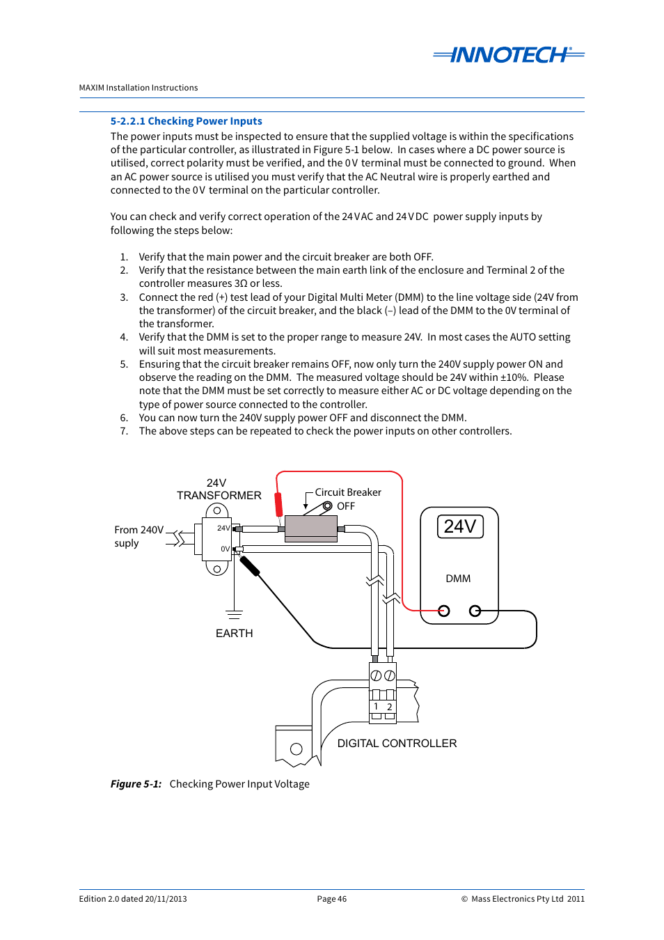 Checking power input voltage | Innotech Maxim User Manual | Page 46 / 60