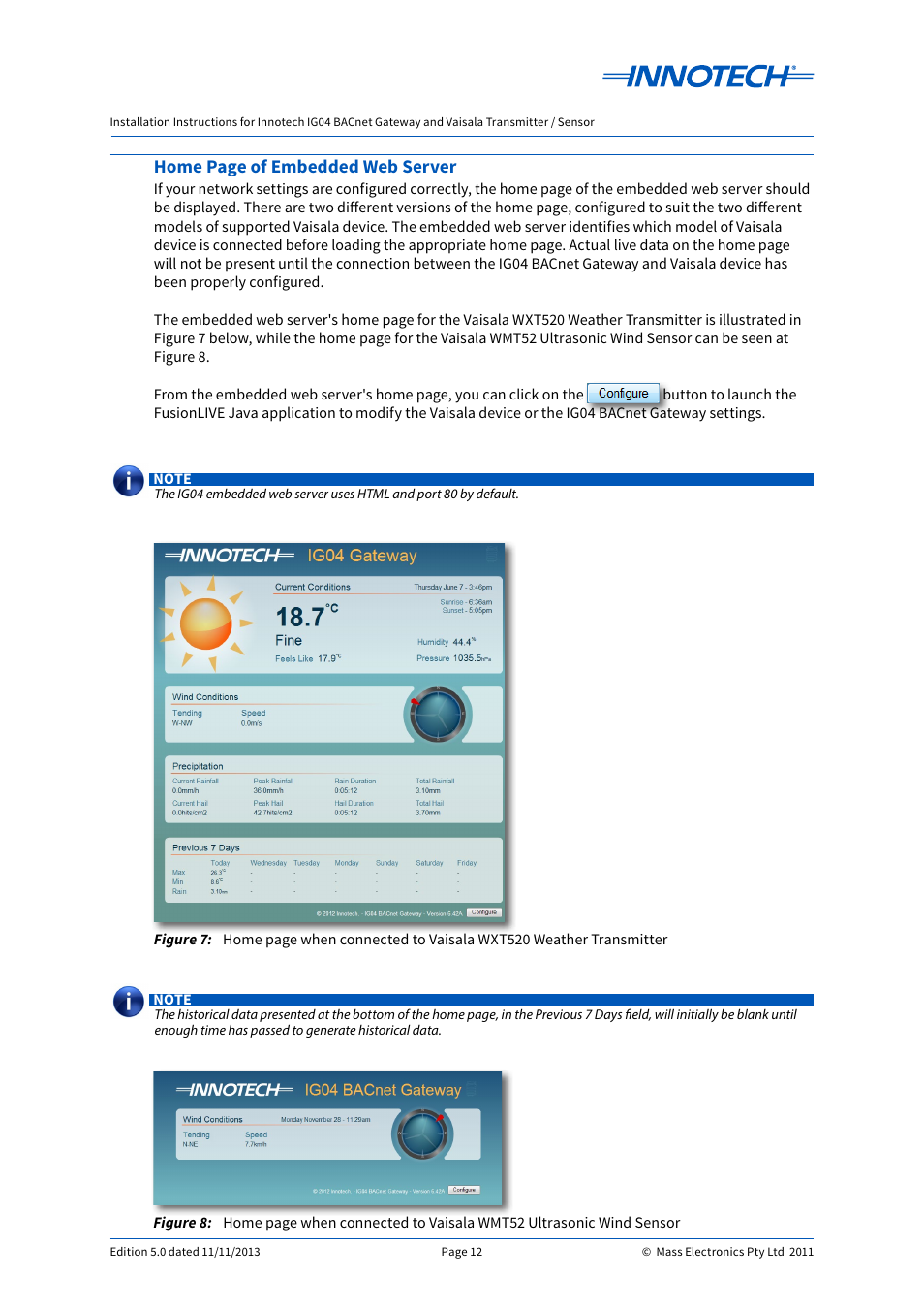 Home page of embedded web server | Innotech IG04 BACnet Gateway User Manual | Page 12 / 24