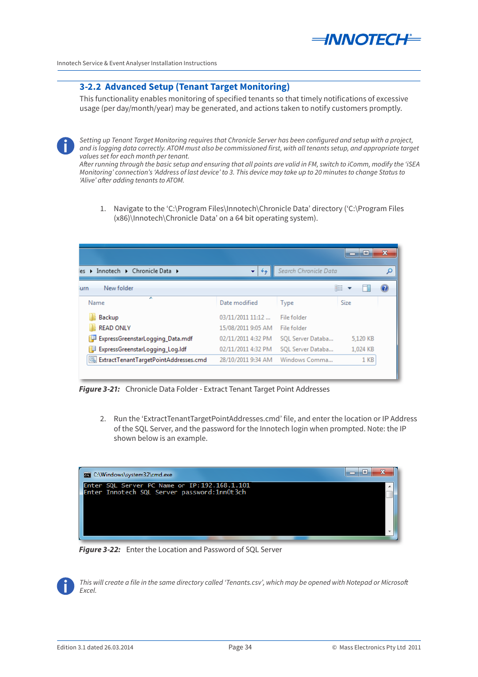 2.2 advanced setup (tenant target monitoring) | Innotech iSEA User Manual | Page 34 / 44