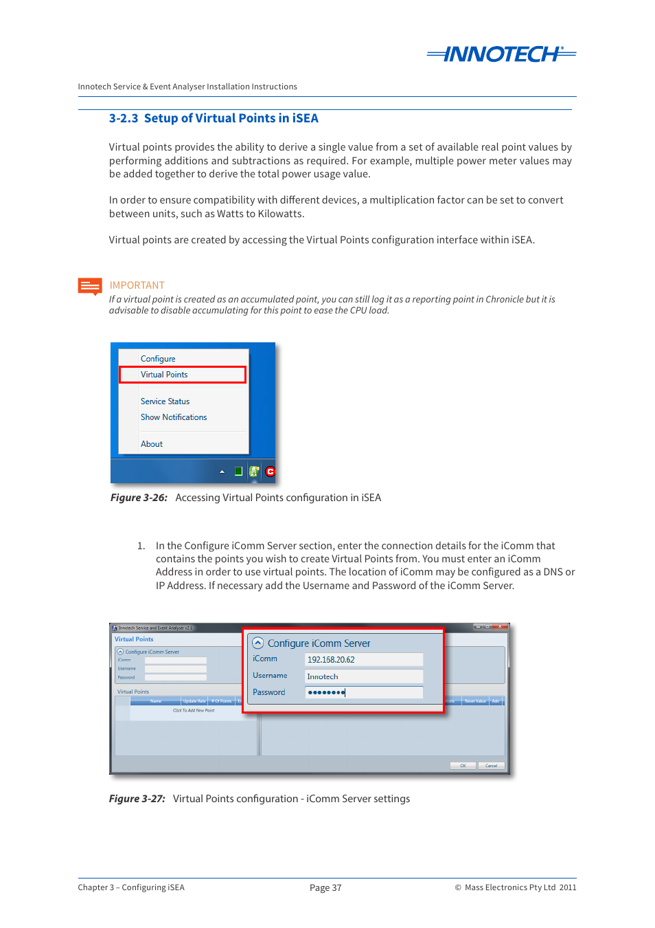 2.3 setup of virtual points in isea | Innotech iSEA User Manual | Page 37 / 44