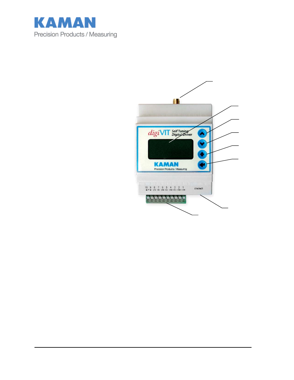 Part 3 - front panel controls, Figure 1 front panel controls | Kaman digiVIT User Manual | Page 6 / 33