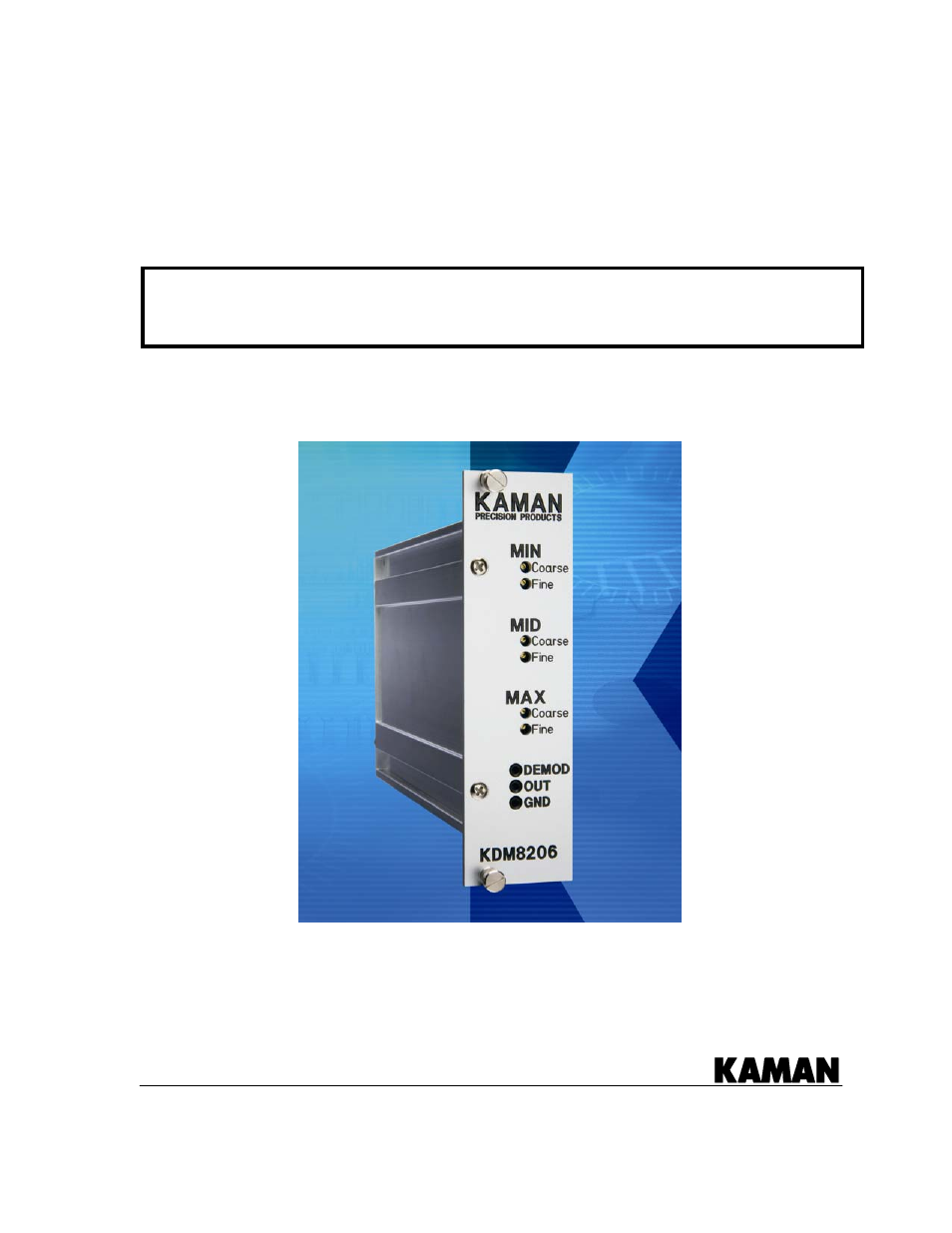 Kaman KDM-8206 User Manual | 20 pages