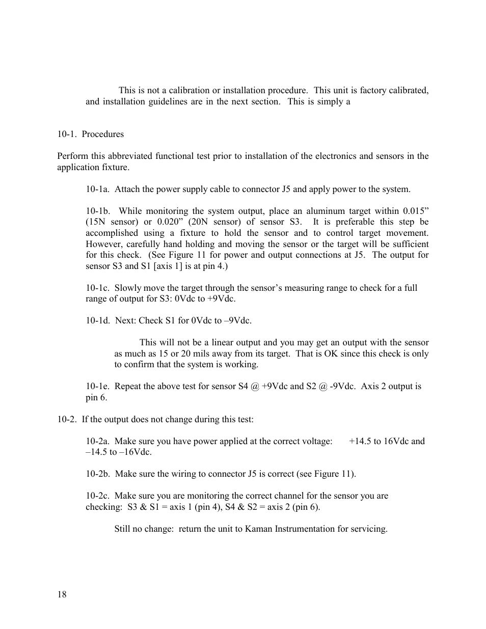 User’s abbreviated functional test | Kaman KD-5100 User Manual | Page 18 / 41