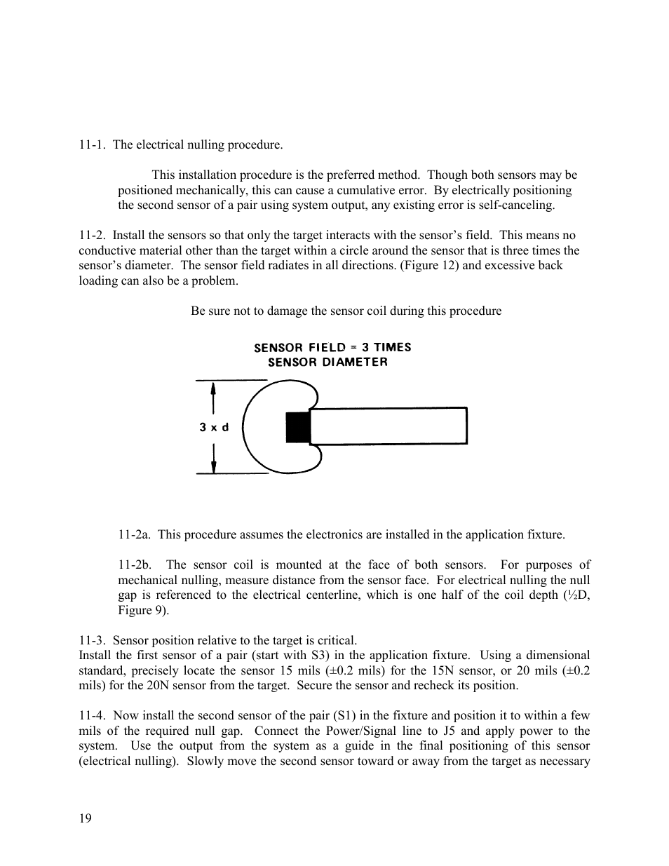 Sensor installation guidelines and procedures, Figure 12 sensor field | Kaman KD-5100 User Manual | Page 19 / 41
