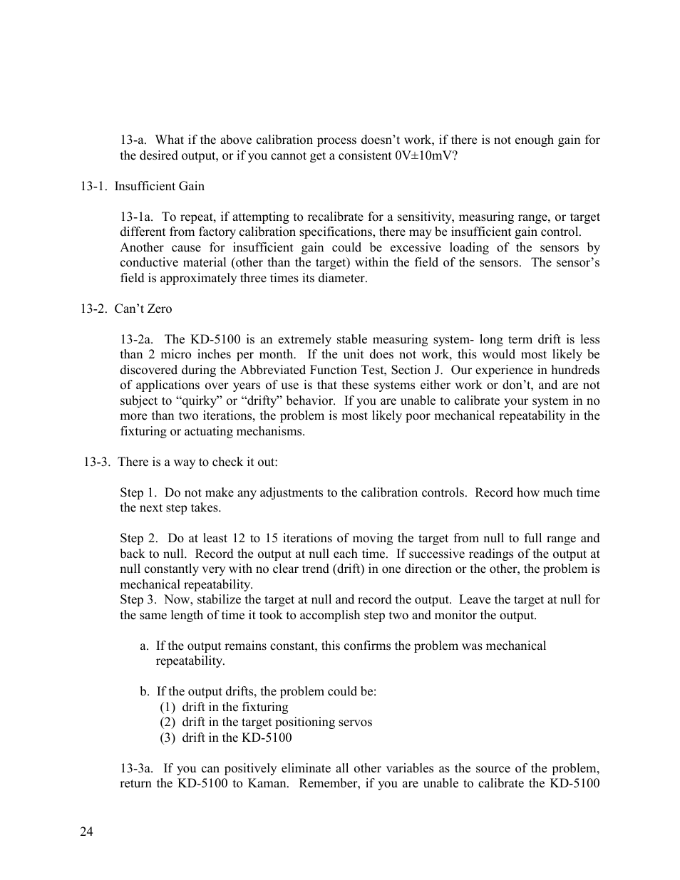 Troubleshooting | Kaman KD-5100 User Manual | Page 24 / 41