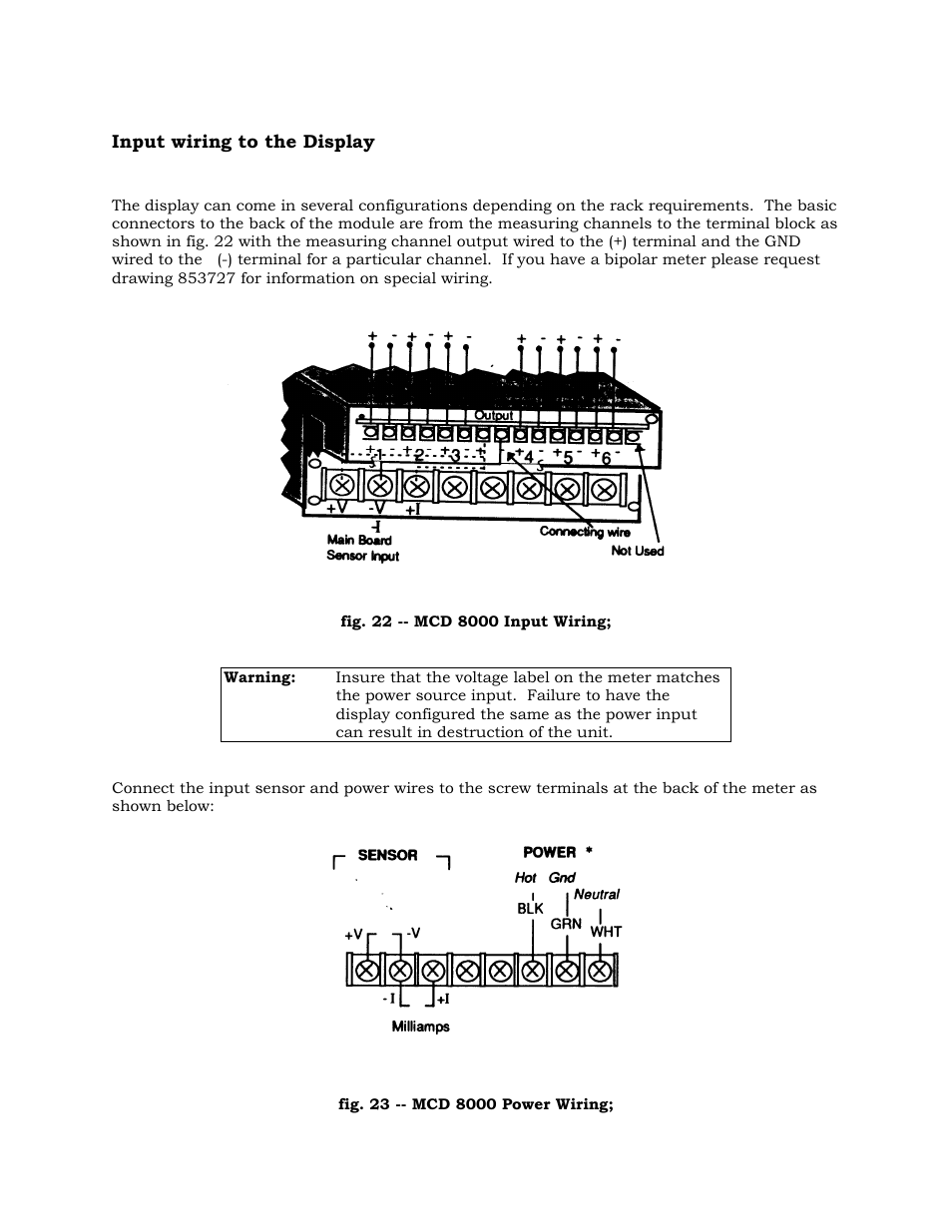 Input wiring to the display | Kaman 8000 Enclosures User Manual | Page 36 / 55