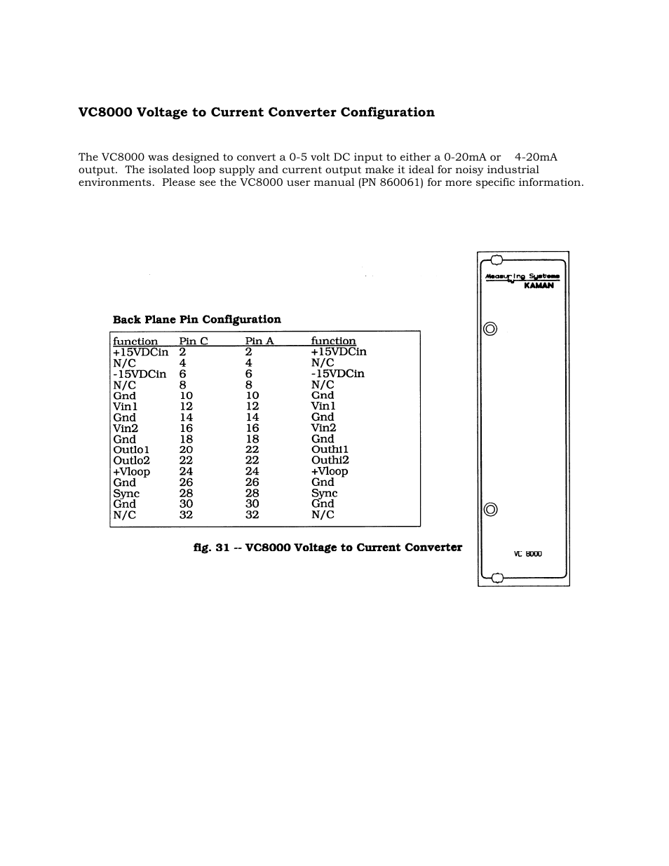 Vc8000 voltage to current converter configuration | Kaman 8000 Enclosures User Manual | Page 46 / 55