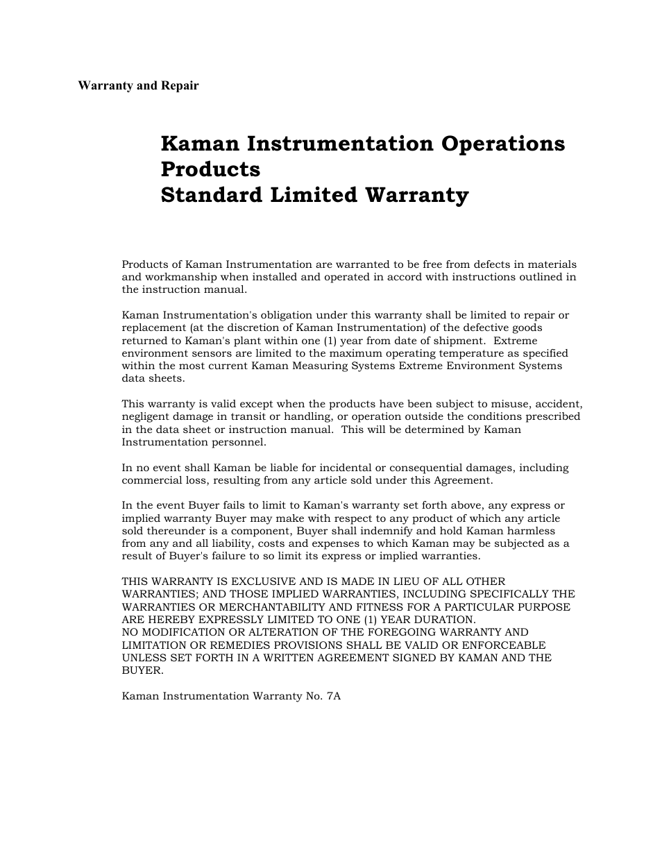 Kaman Extreme Environment Sensors User Manual | Page 42 / 43