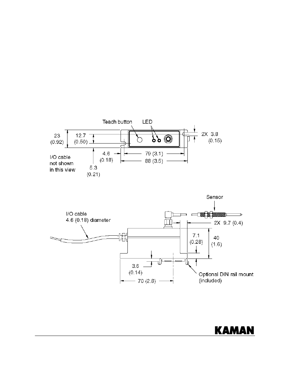 All dimensions in mm(inches) | Kaman ThreadChecker User Manual | Page 11 / 13