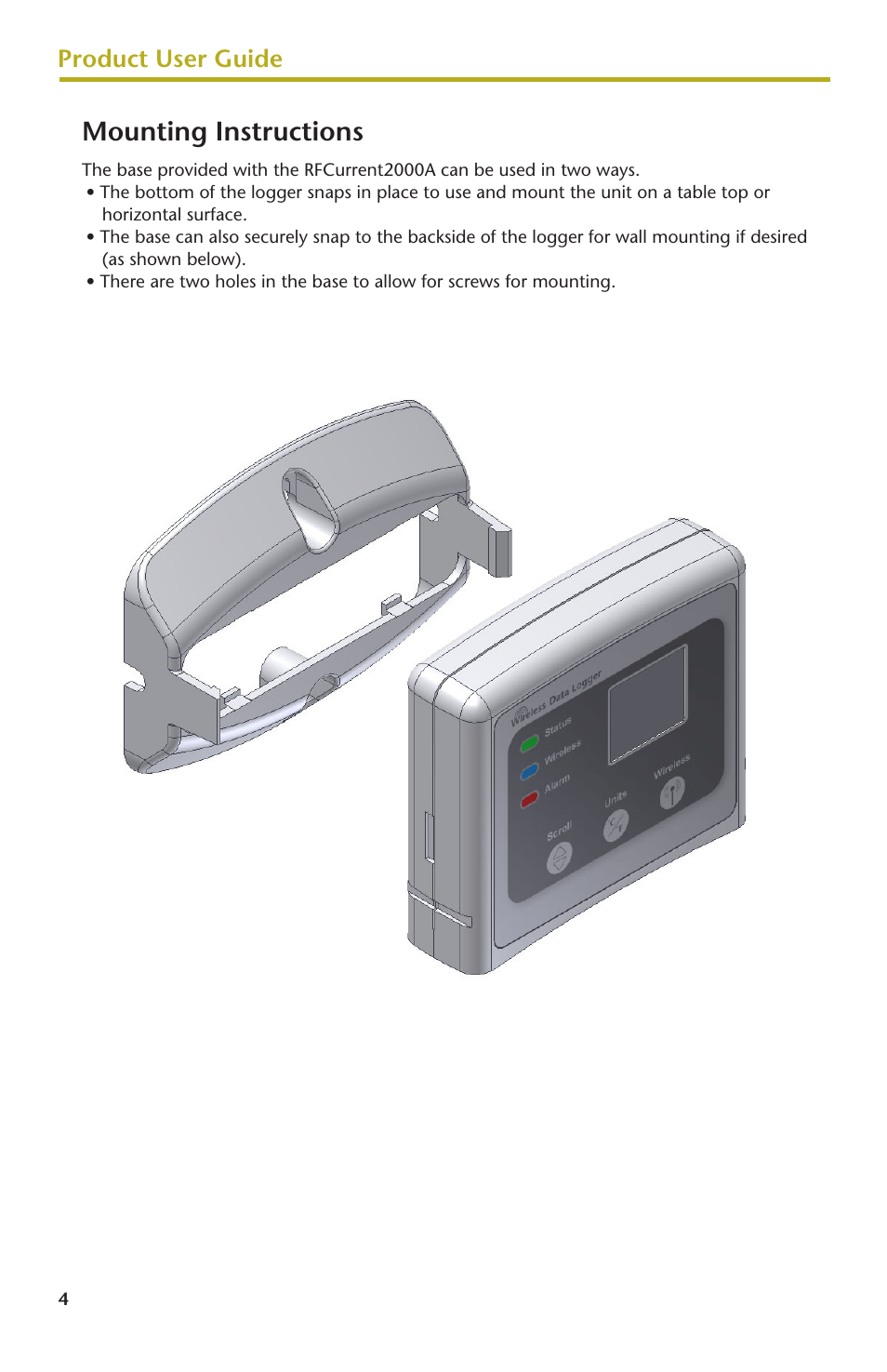 Mounting instructions, Product user guide | MadgeTech RFCurrent2000A User Manual | Page 6 / 16