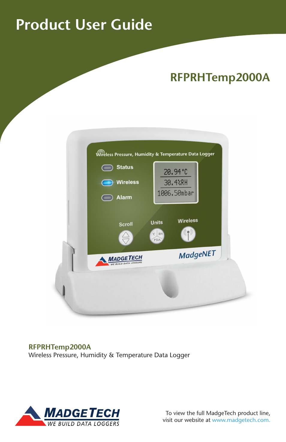 MadgeTech RFPRHTemp2000A Wireless Pressure, Humidity and Temperature Data Logger User Manual | 16 pages