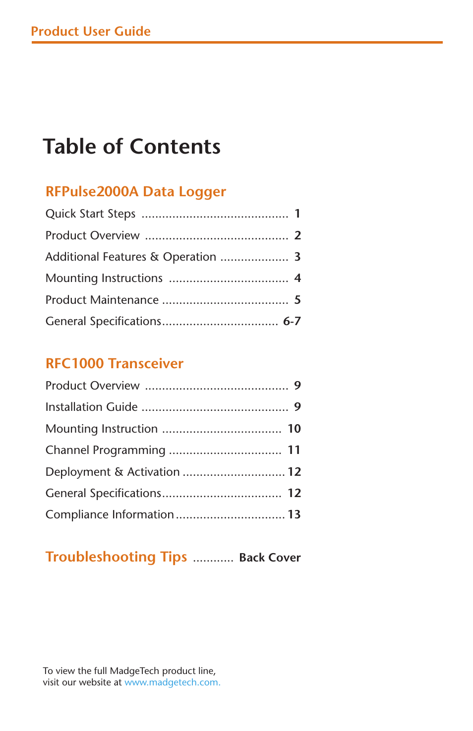 MadgeTech RFPulse2000A User Manual | Page 2 / 16