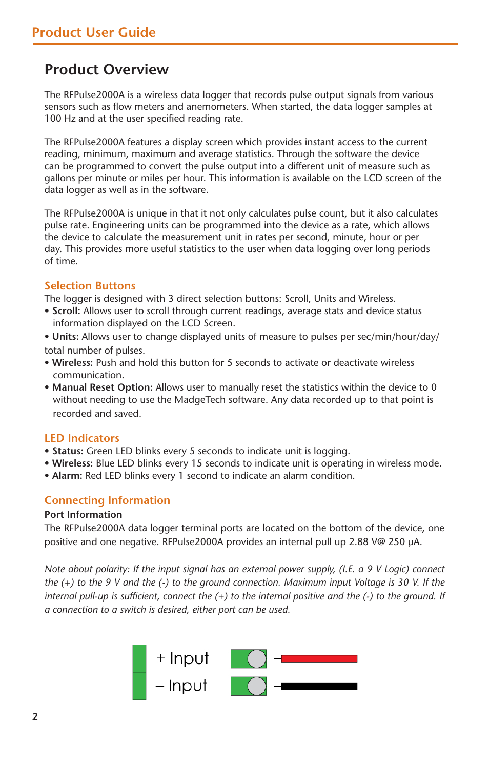 Product overview, Product user guide | MadgeTech RFPulse2000A User Manual | Page 4 / 16