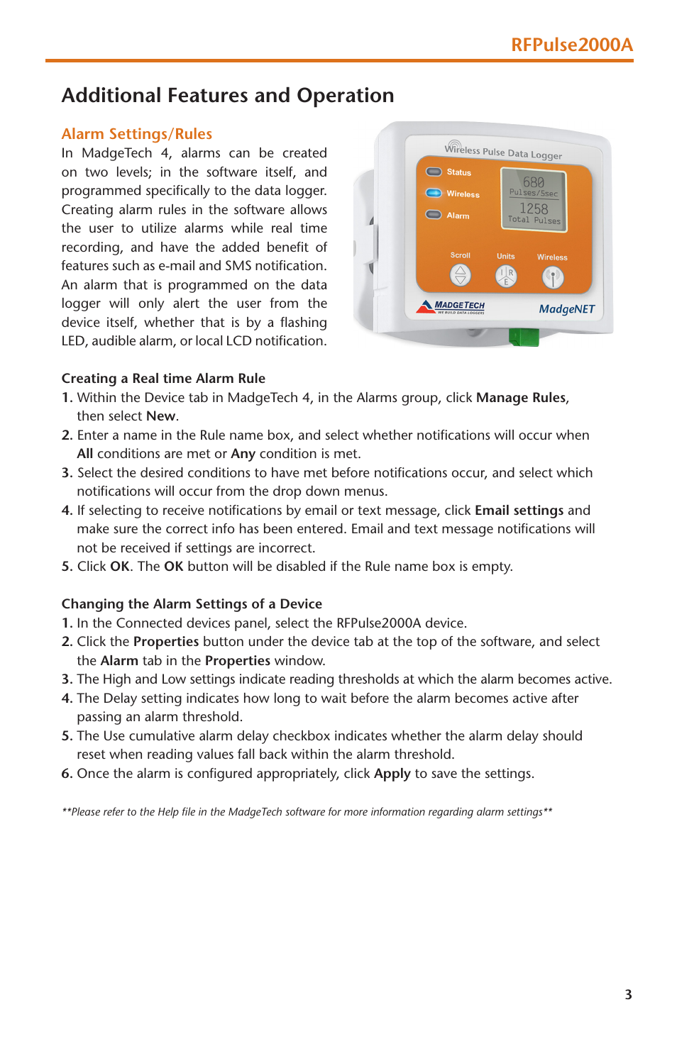 Additional features and operation, Rfpulse2000a | MadgeTech RFPulse2000A User Manual | Page 5 / 16