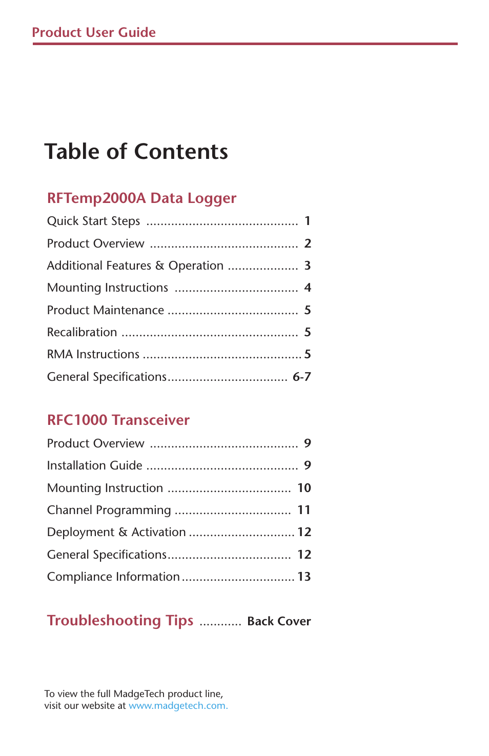 MadgeTech RFTemp2000A User Manual | Page 2 / 16